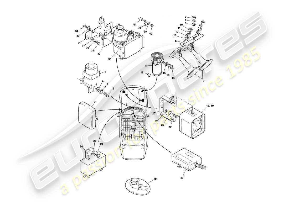 aston martin v8 coupe (2000) componenti sottocofano, vin v79092 nel diagramma delle parti