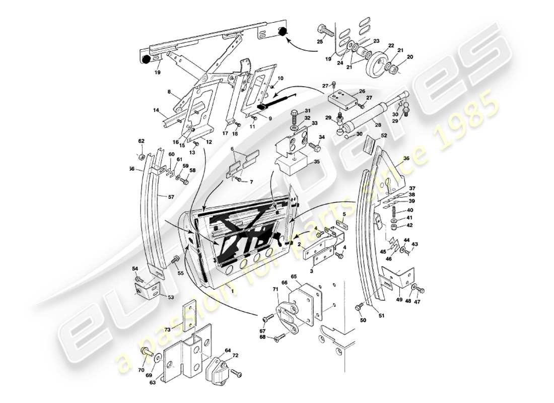 aston martin v8 volante (1997) porte diagramma delle parti
