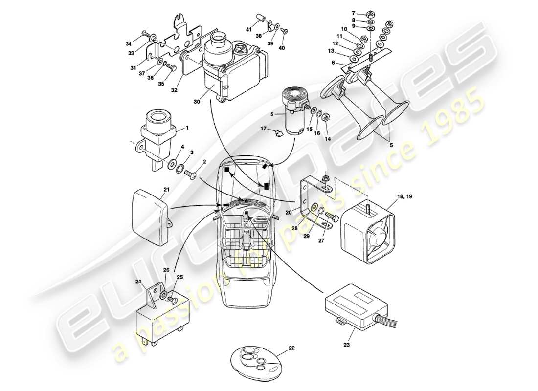 aston martin v8 volante (1997) componenti sottocofano, vin 89027 nel diagramma delle parti