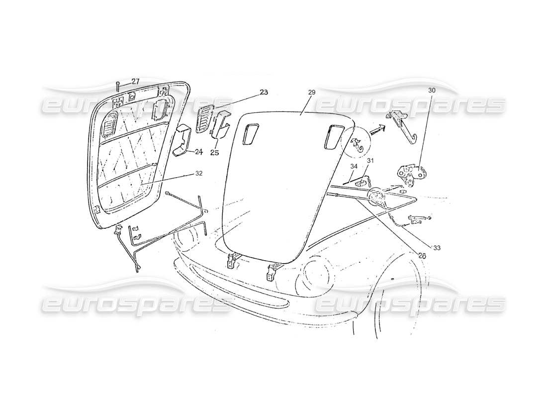 ferrari 275 (pininfarina coachwork) gruppo cofano mobile diagramma delle parti