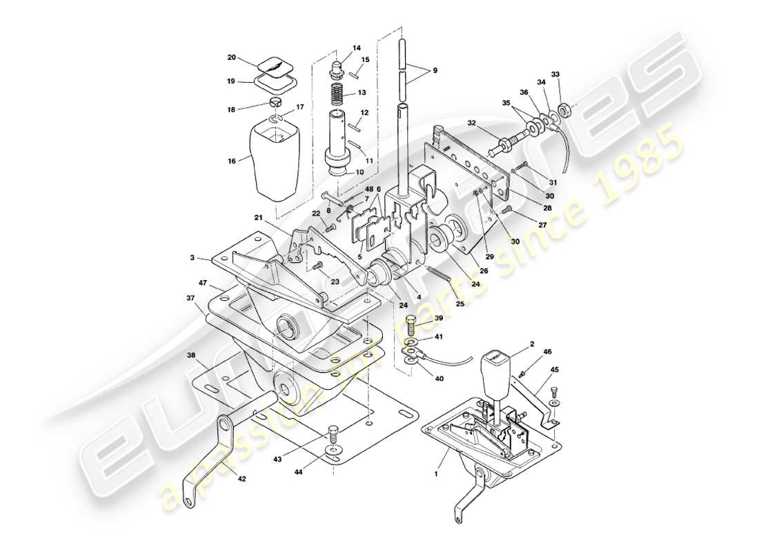 aston martin v8 volante (1997) selettore marcia diagramma delle parti
