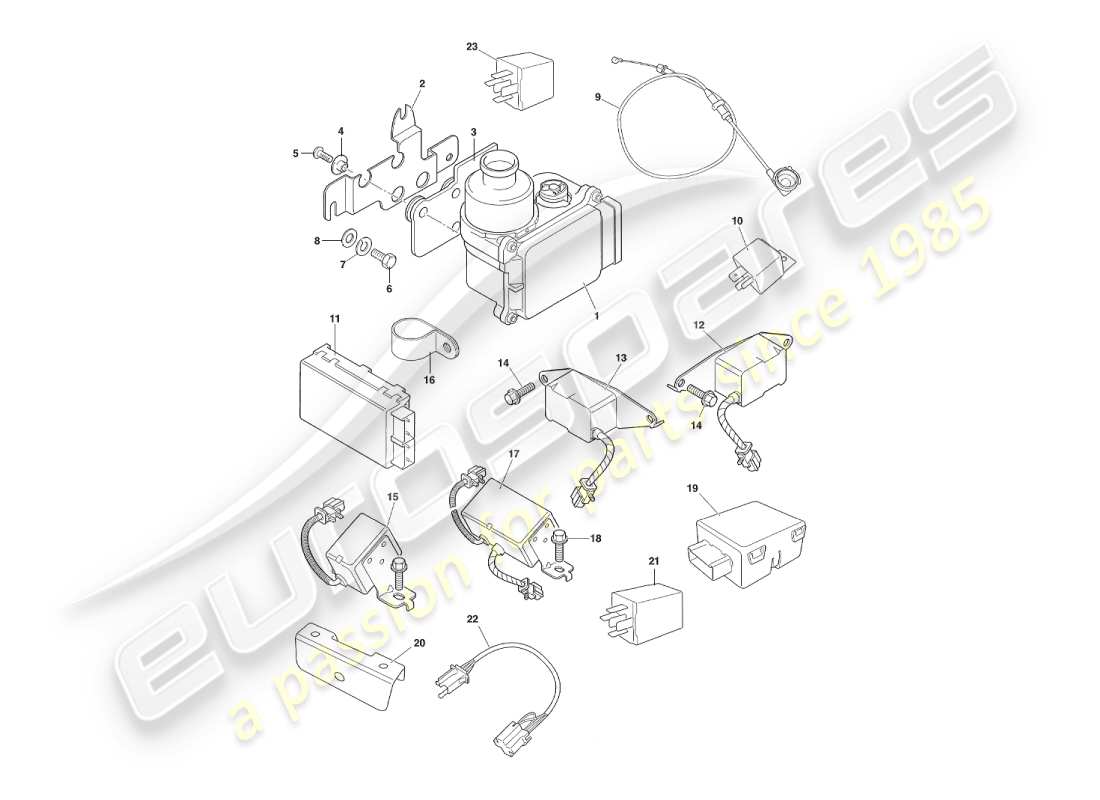 aston martin v8 virage (2000) componenti e cablaggio diagramma delle parti