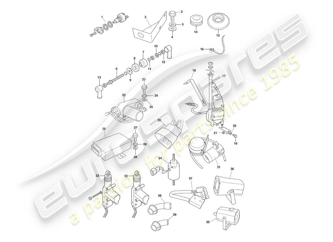 aston martin v8 virage (2000) componenti e diagramma delle parti di cablaggio