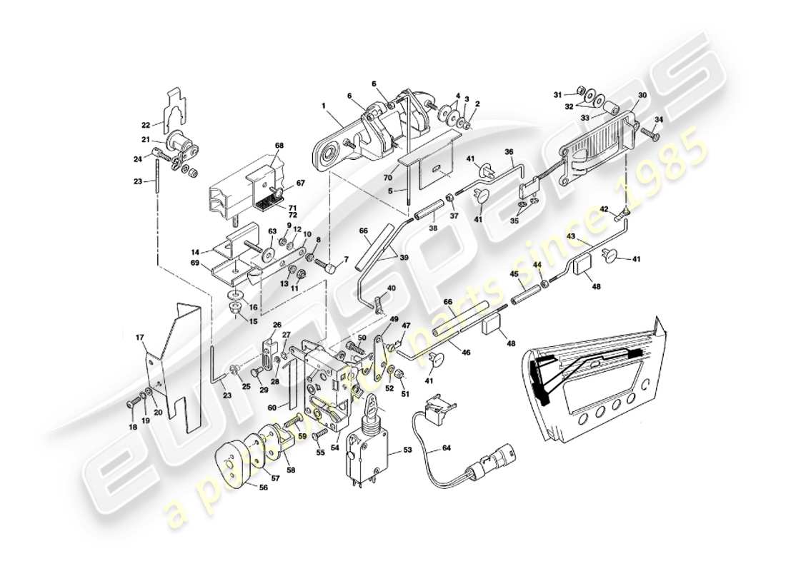 aston martin v8 volante (1998) meccanismo di chiusura della porta diagramma delle parti