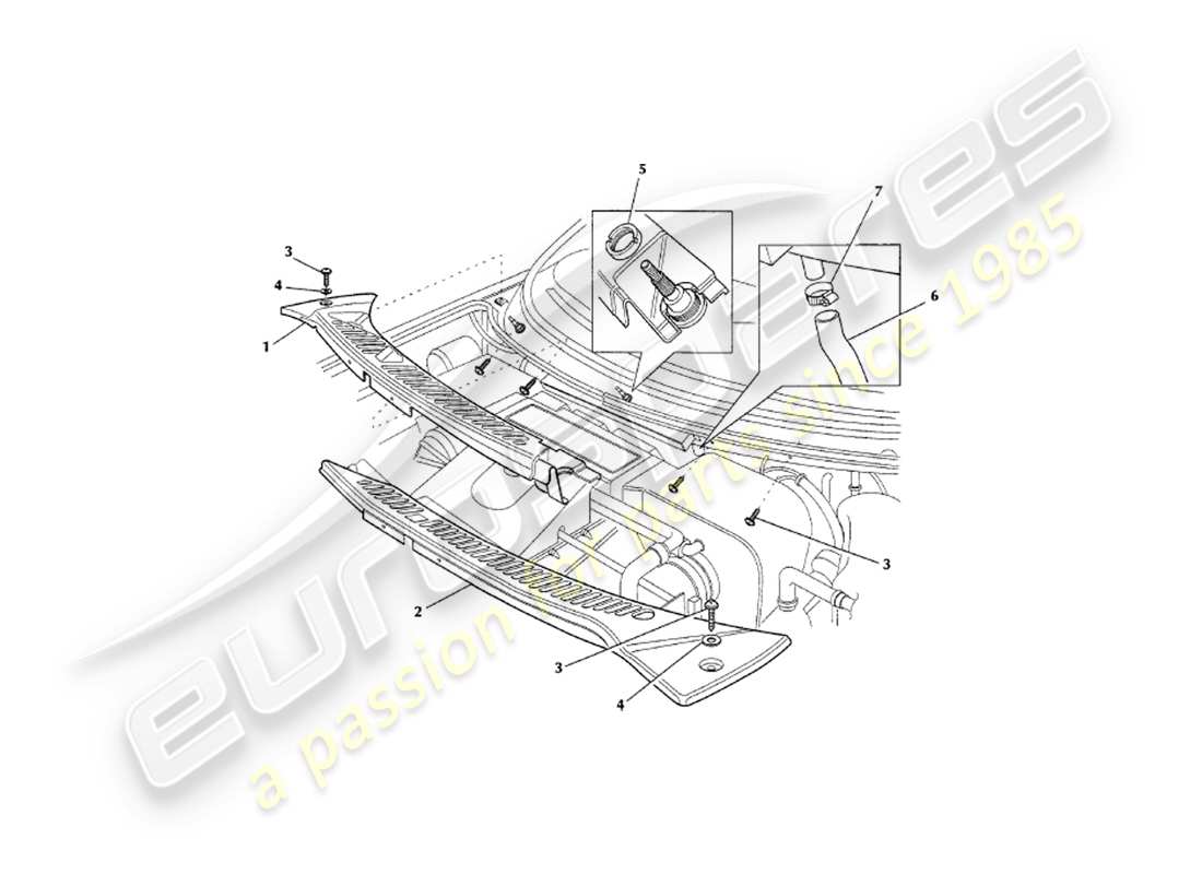 aston martin v8 coupe (2000) diagramma delle parti dei raccordi del corpo
