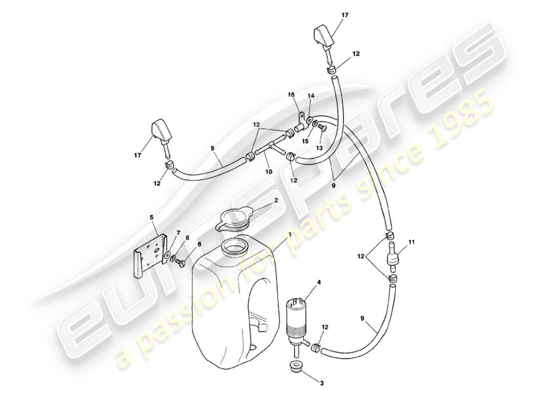 aston martin v8 volante (1998) lavavetri diagramma delle parti