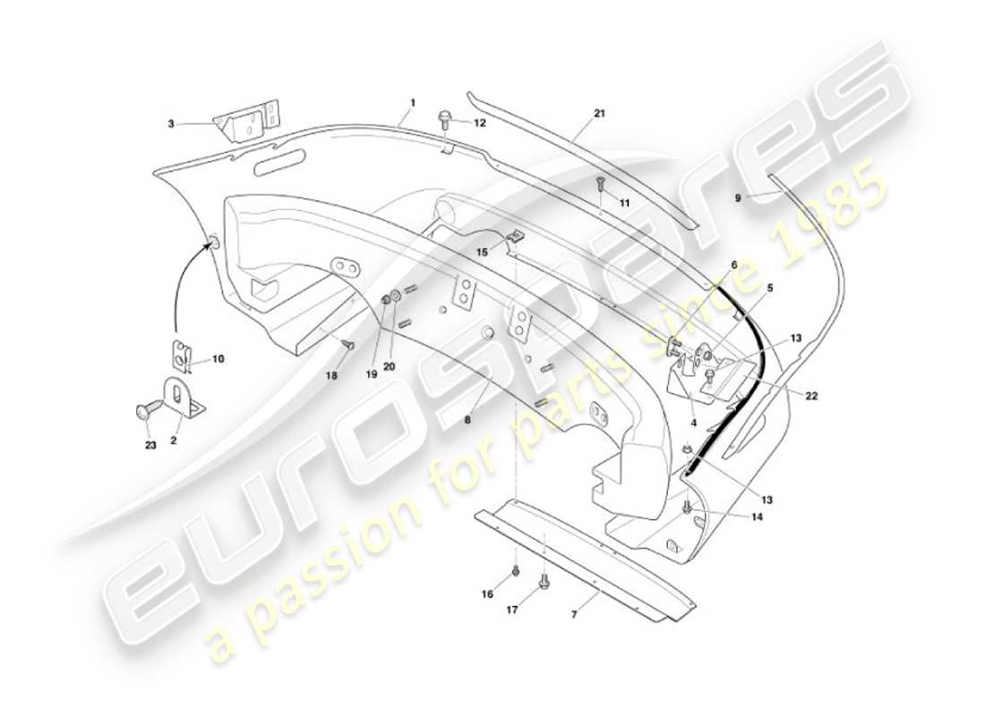 aston martin vanquish (2002) paraurti posteriore diagramma delle parti