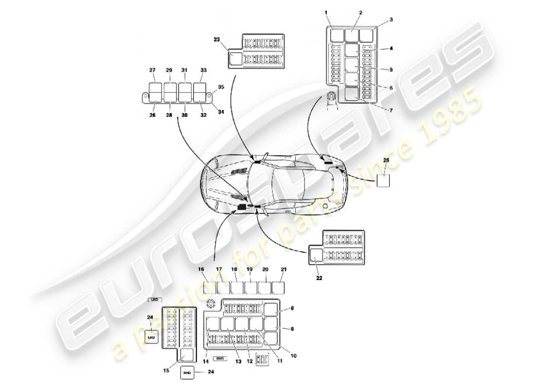aston martin vanquish (2006) diagramma delle parti dei relè