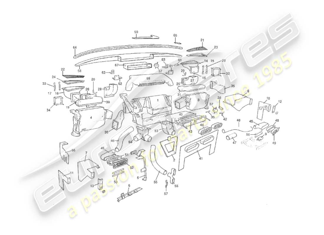 aston martin v8 virage (1999) diagramma delle parti dell'installazione interna