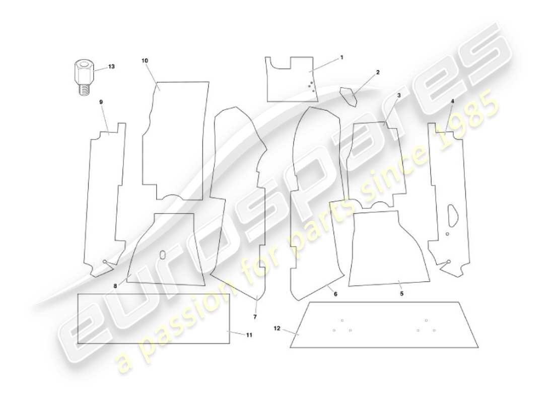 aston martin vanquish (2007) tappeti diagramma delle parti