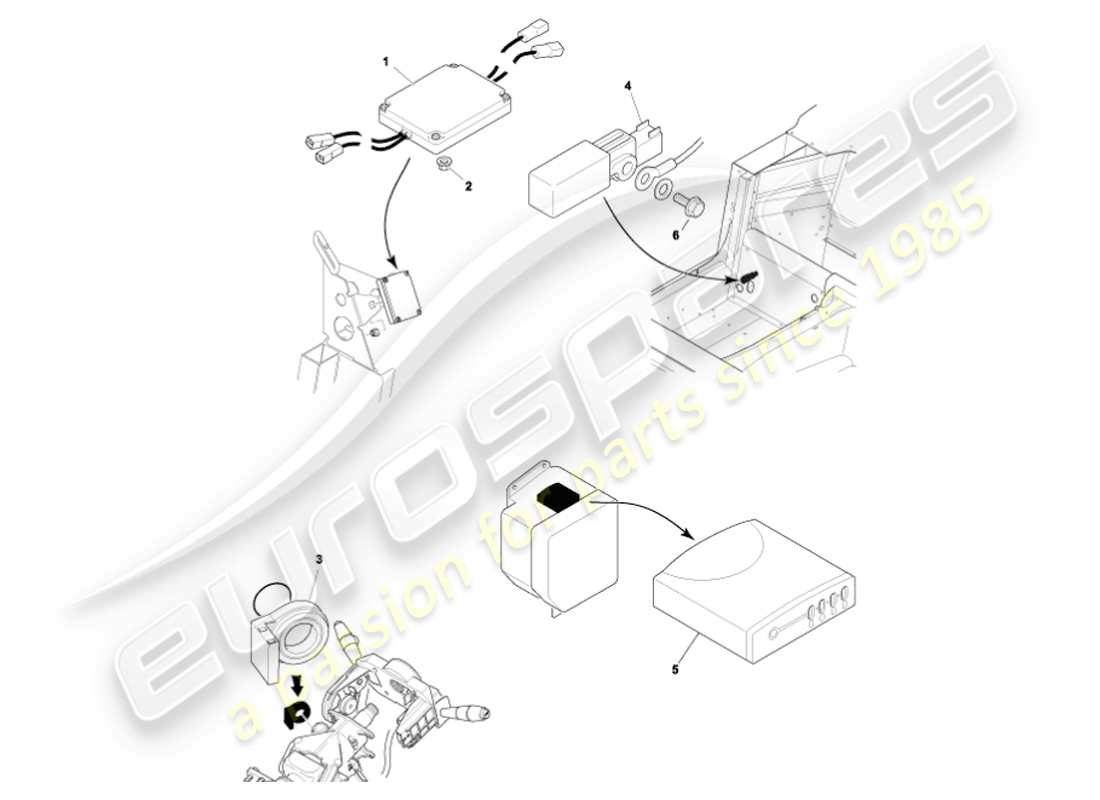 aston martin vanquish (2007) diagramma delle parti dei moduli di controllo elettronico
