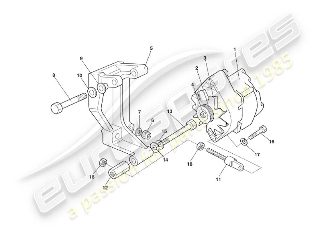aston martin v8 virage (2000) diagramma delle parti del generatore