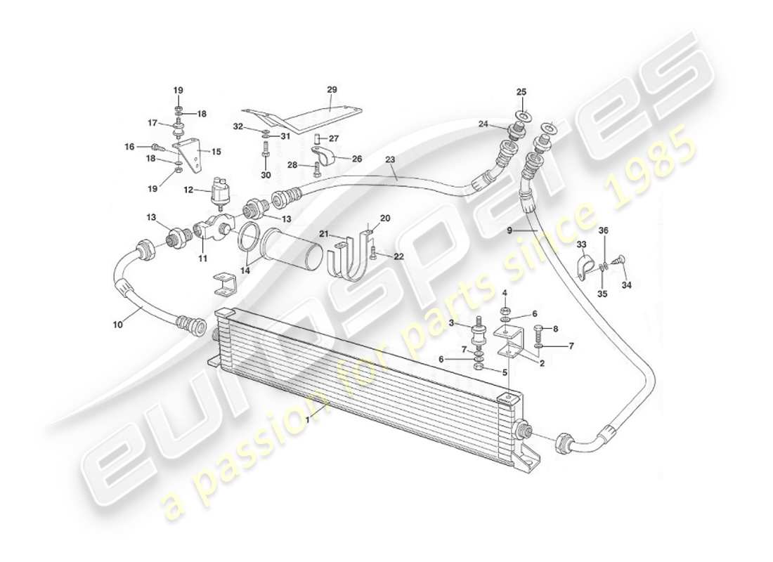 aston martin v8 virage (2000) schema delle parti del sistema di raffreddamento dell'olio, fino a circa vin 60192