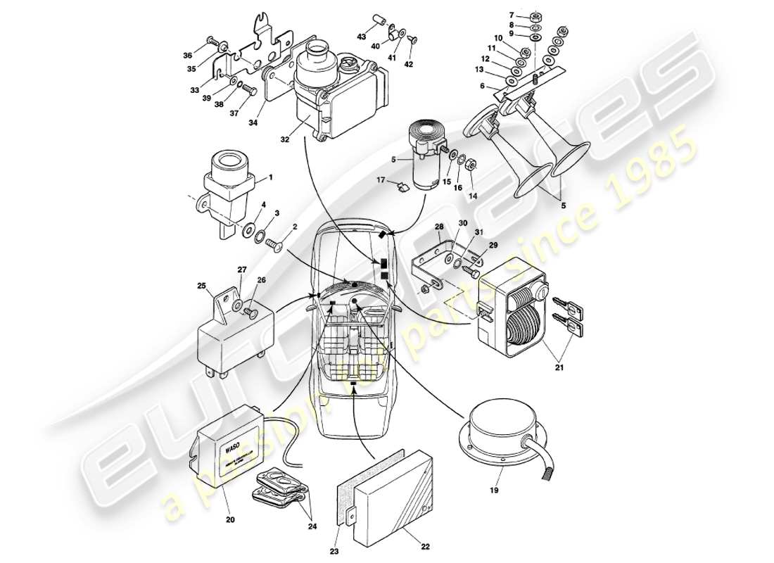 aston martin v8 volante (1999) componenti sottocofano, diagramma delle parti secondo vin 89026