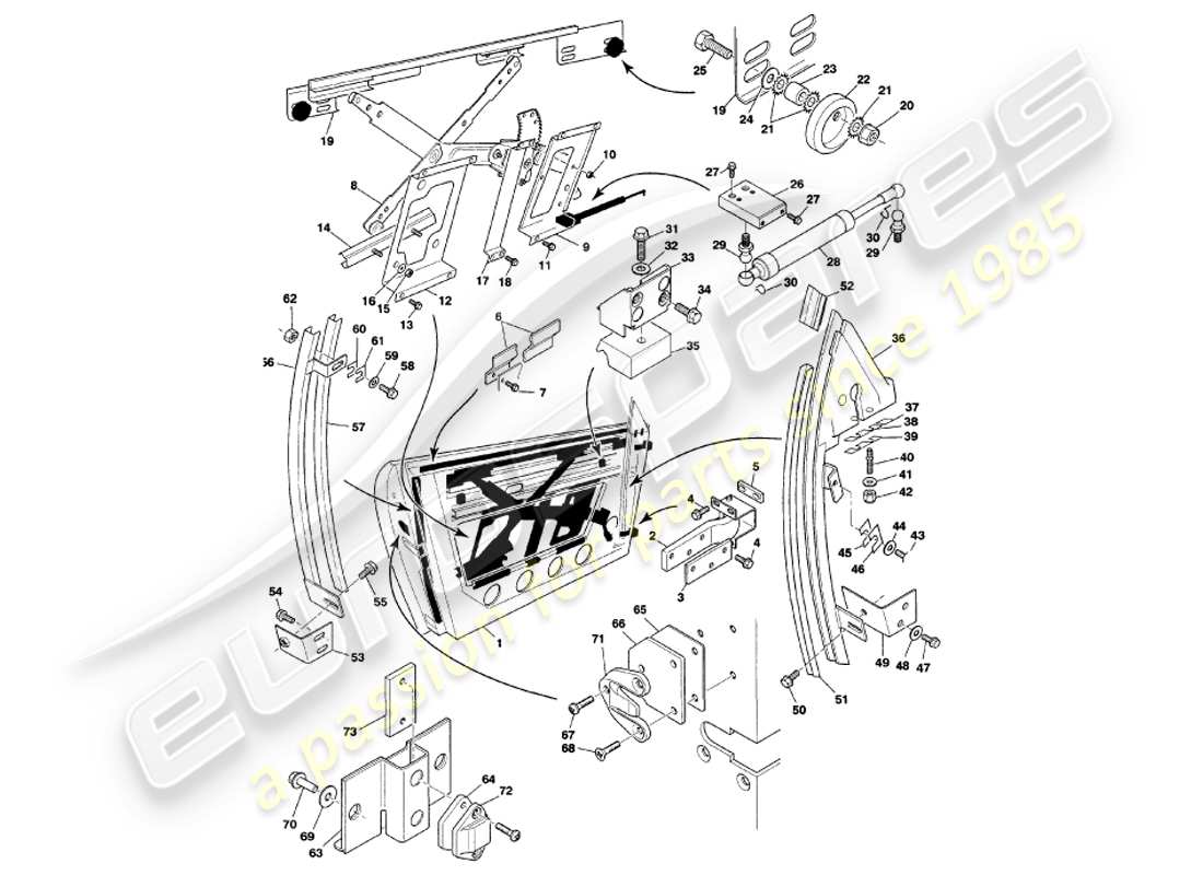 aston martin v8 volante (1999) porte diagramma delle parti