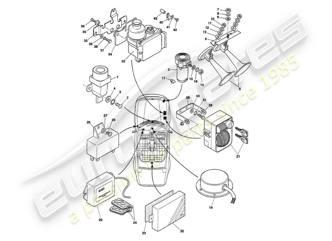 aston martin v8 volante (2000) componenti sottocofano, diagramma delle parti secondo vin 89026
