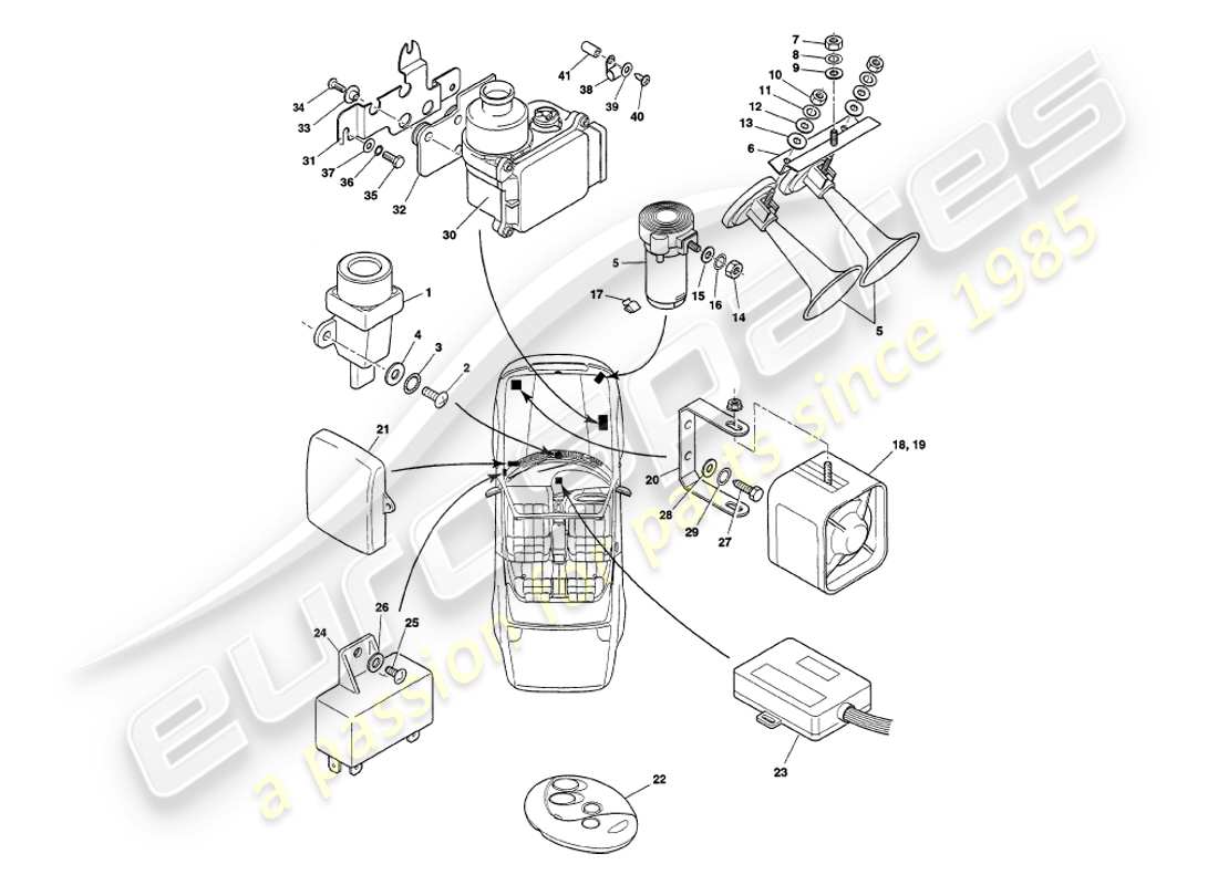 aston martin v8 volante (1999) componenti sottocofano, vin 89027 nel diagramma delle parti
