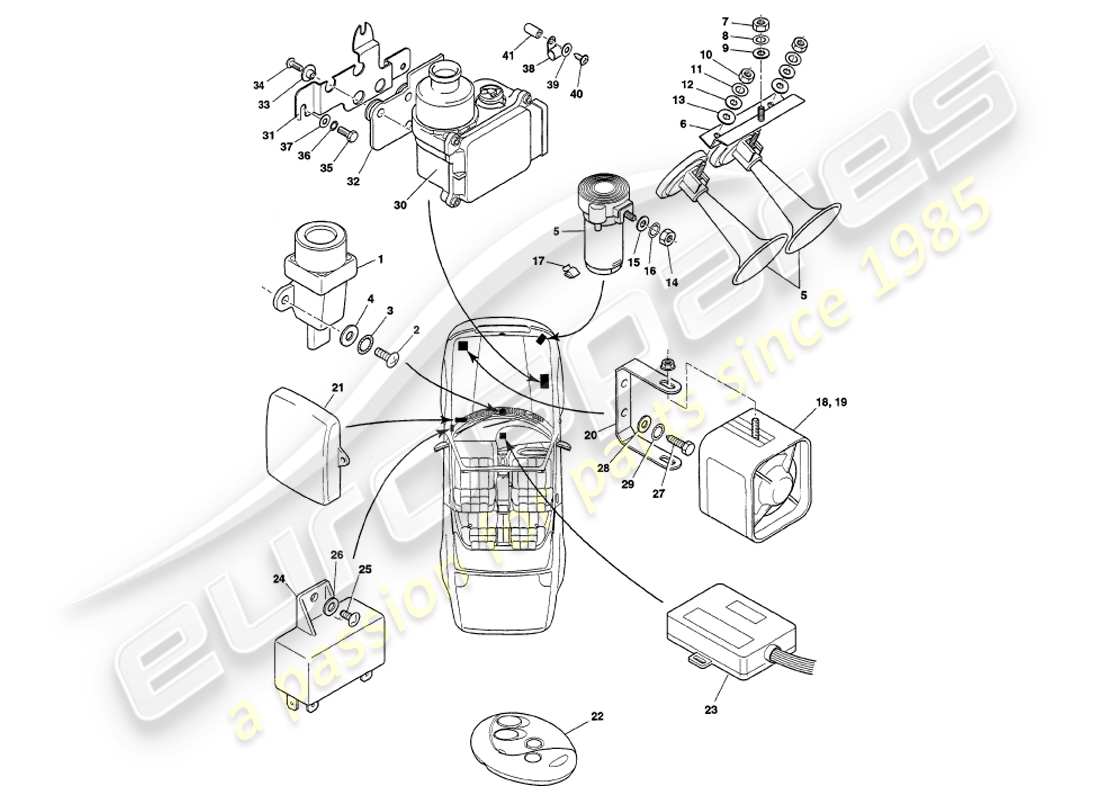 aston martin v8 volante (2000) componenti sottocofano, vin 89027 nel diagramma delle parti