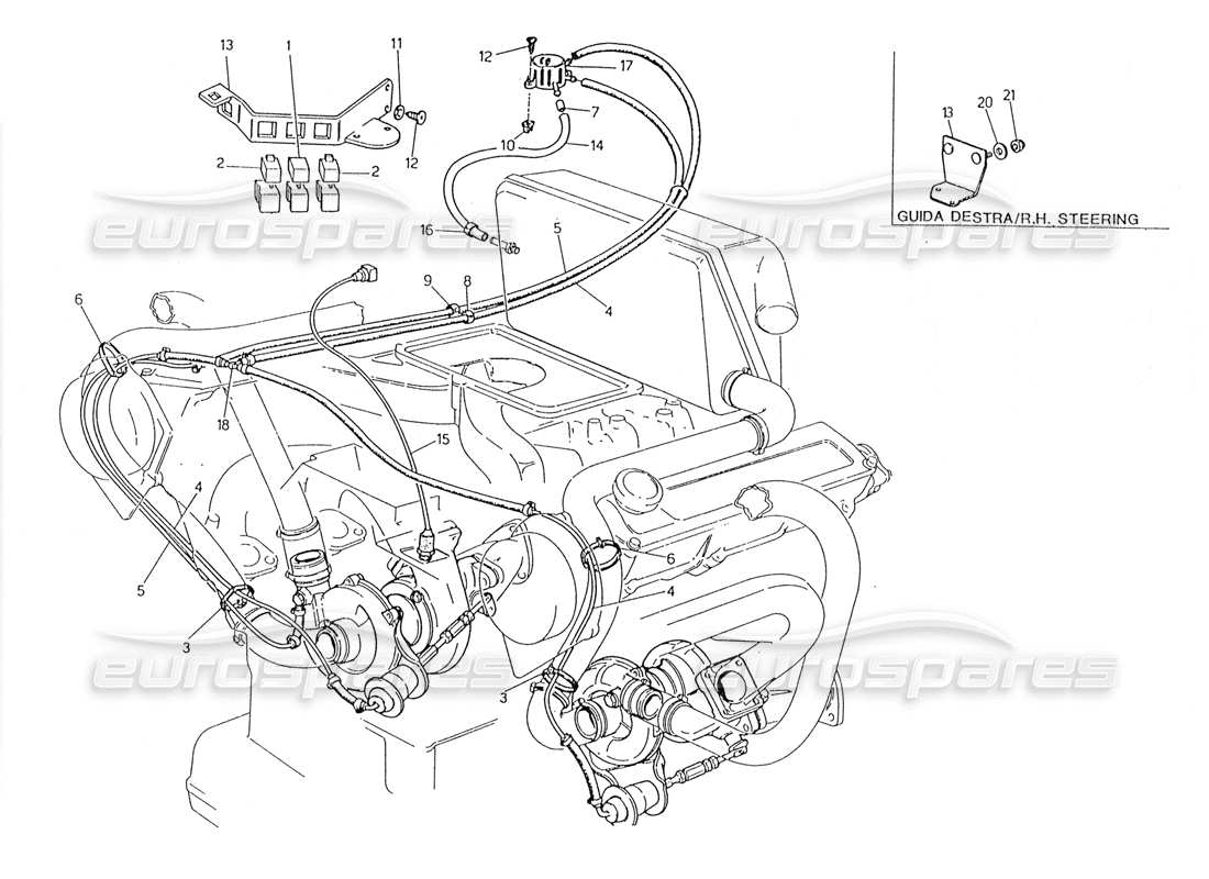 maserati 228 diagramma delle parti del sistema di controllo boost