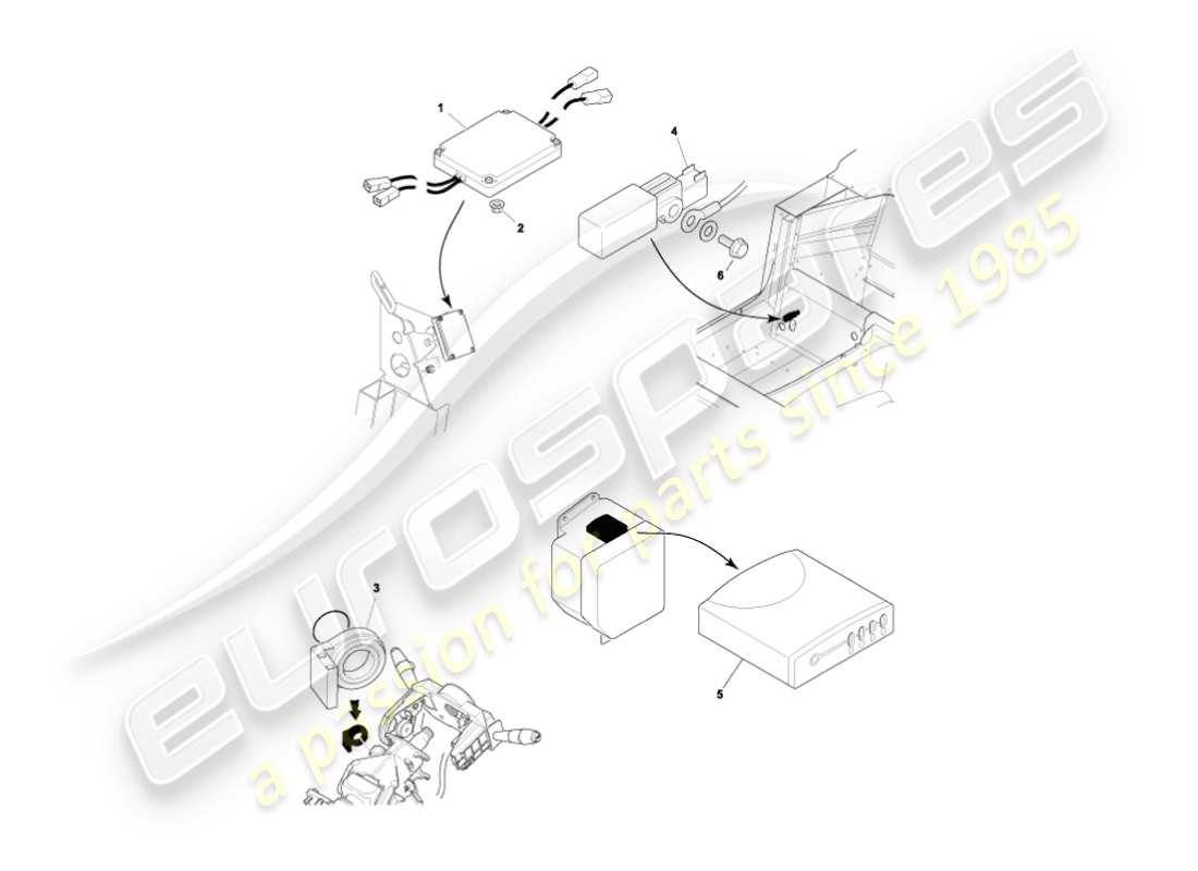 aston martin vanquish (2005) moduli di controllo elettronico diagramma delle parti