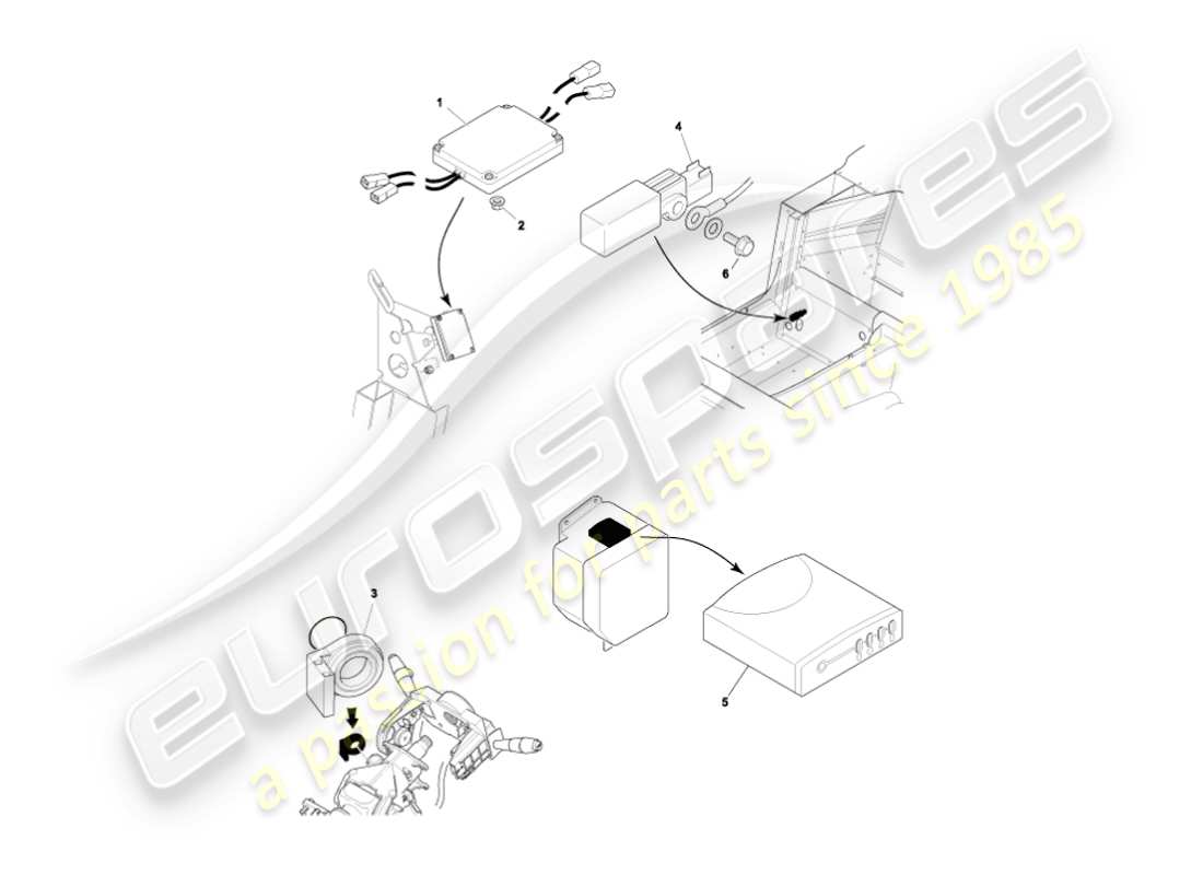 aston martin vanquish (2004) moduli di controllo elettronico diagramma delle parti