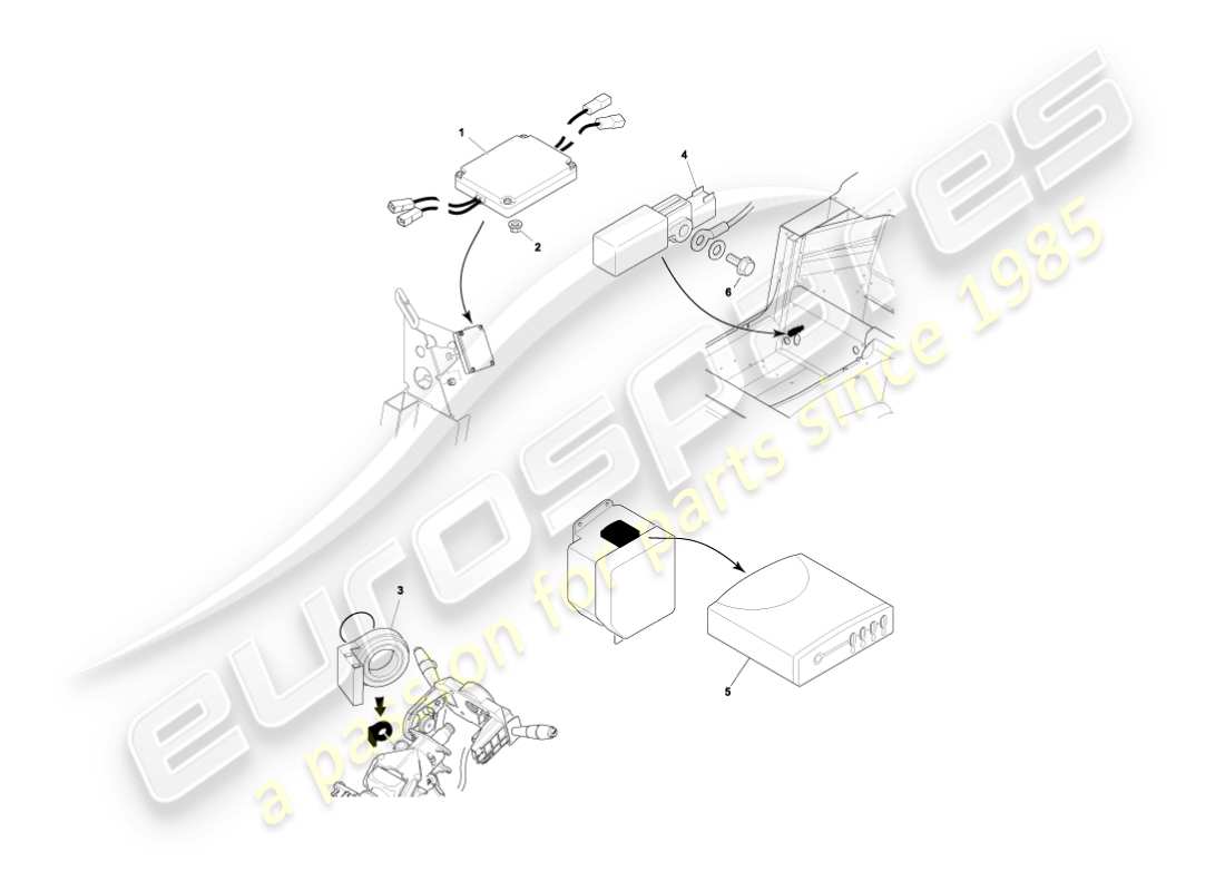 aston martin vanquish (2006) moduli di controllo elettronico diagramma delle parti