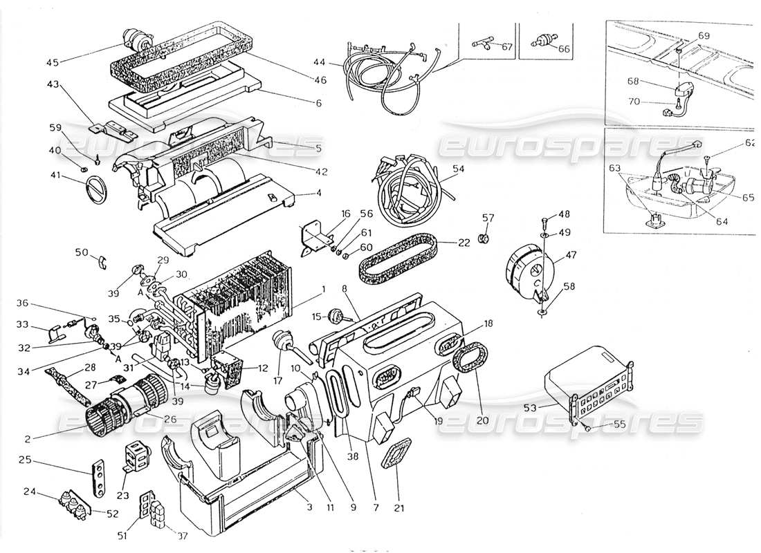 maserati 228 schema delle parti del set condizionatore d'aria (sterzo destro).