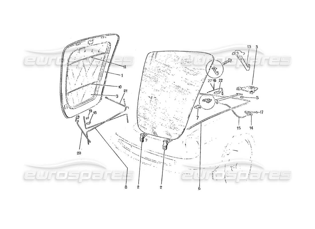 ferrari 275 (pininfarina coachwork) gruppo cofano mobile diagramma delle parti