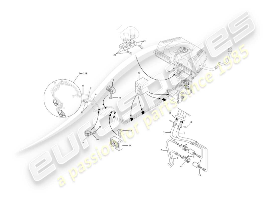 aston martin vanquish (2007) tubi del carburante diagramma delle parti