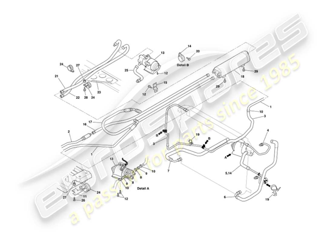 aston martin vanquish (2005) assale di raffreddamento dell'olio diagramma delle parti
