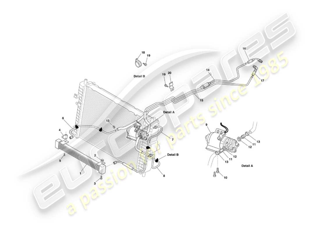 aston martin vanquish (2006) trasmissione del raffreddamento dell'olio diagramma delle parti