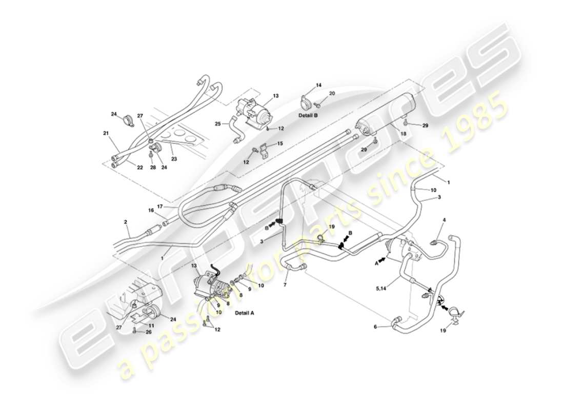 aston martin vanquish (2006) schema delle parti dell'asse di raffreddamento dell'olio