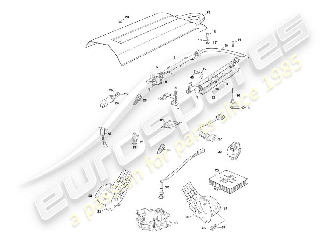 aston martin v8 virage (2000) iniezione elettronica del carburante, volante, vin 69225 nello schema delle parti