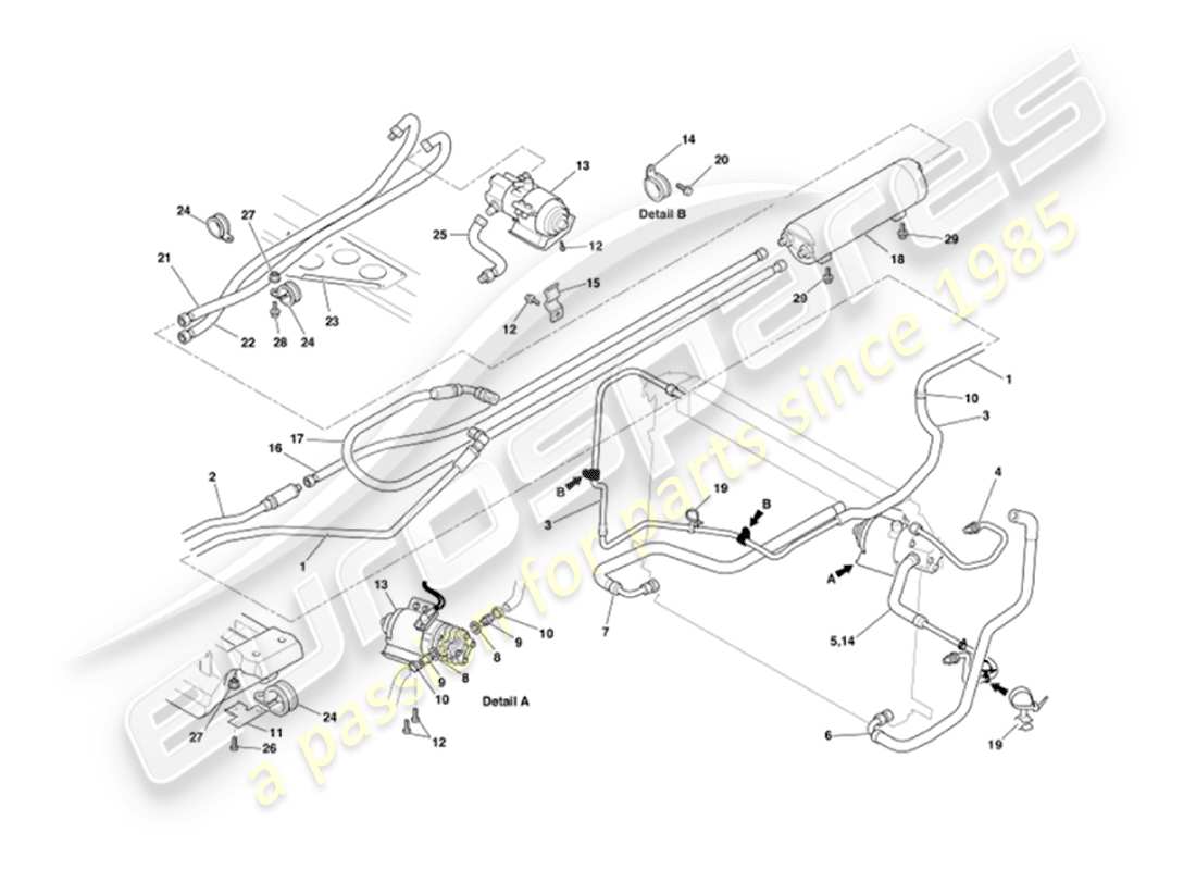 aston martin vanquish (2002) assale di raffreddamento dell'olio diagramma delle parti