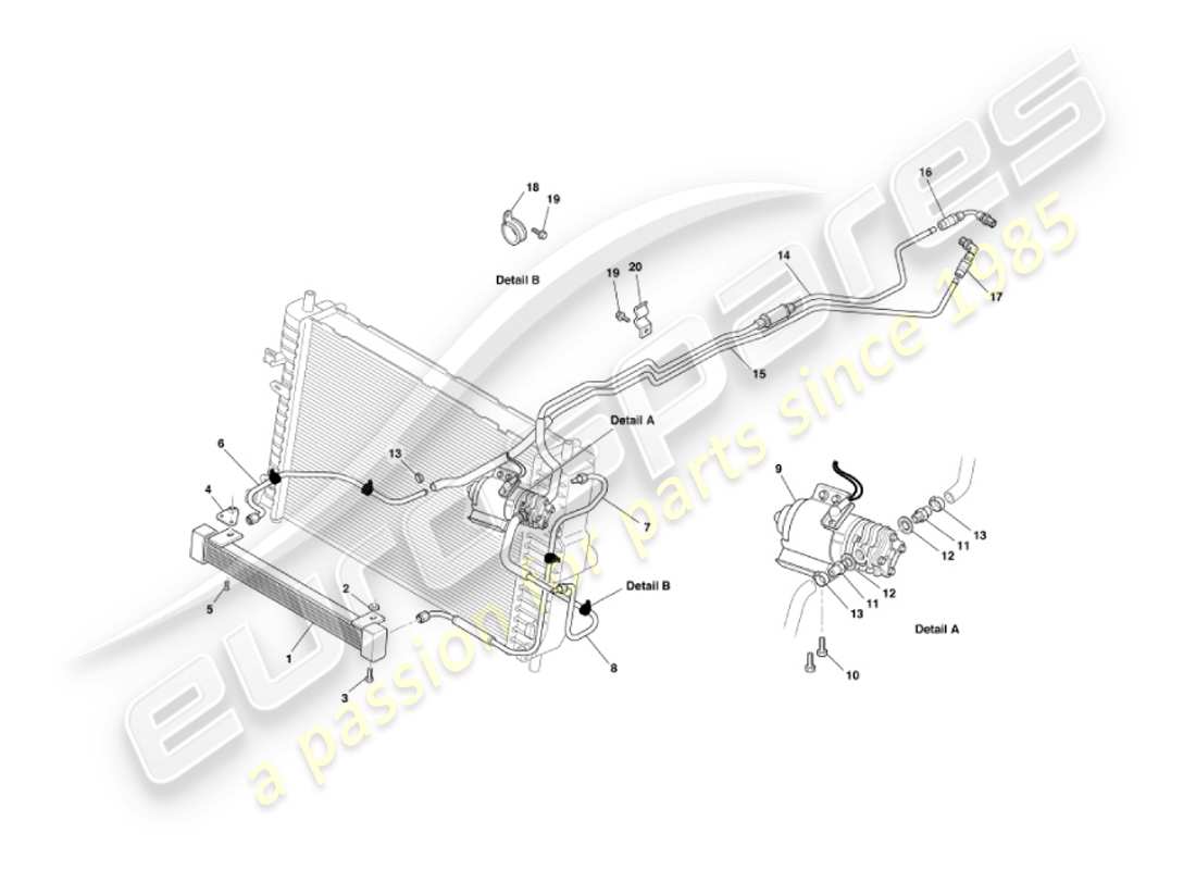 aston martin vanquish (2003) trasmissione del raffreddamento dell'olio diagramma delle parti