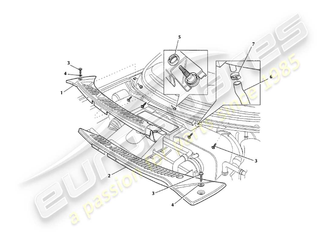 aston martin v8 coupe (1999) accessori per il corpo diagramma delle parti