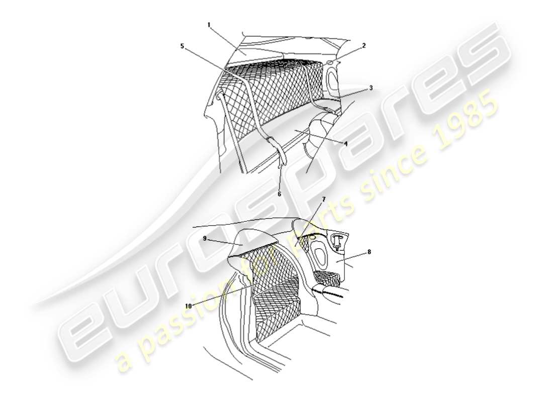 aston martin db7 vantage (2003) zagato e dbar1 diagramma delle parti del rivestimento posteriore