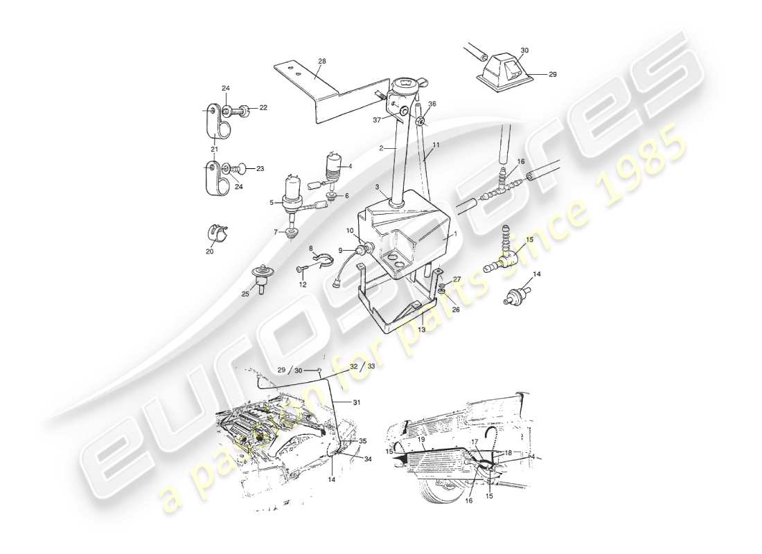 aston martin v8 virage (1999) schema delle parti lavavetri e lavafari