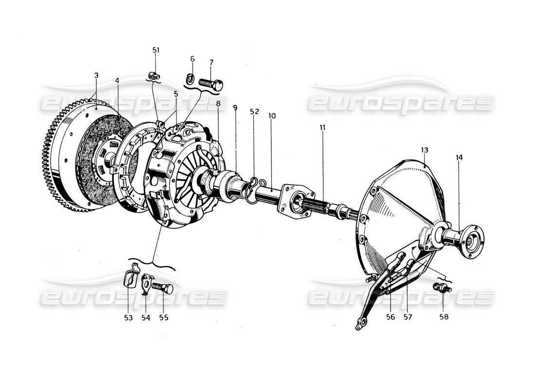ferrari 275 gtb/gts 2 cam frizione - schema delle parti dei modelli con guida a sinistra