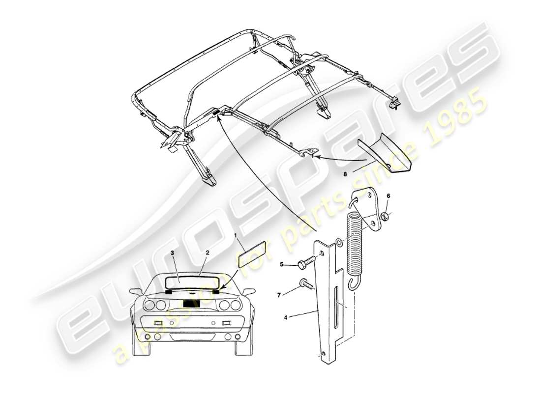 aston martin v8 volante (1997) montaggio cappa diagramma delle parti