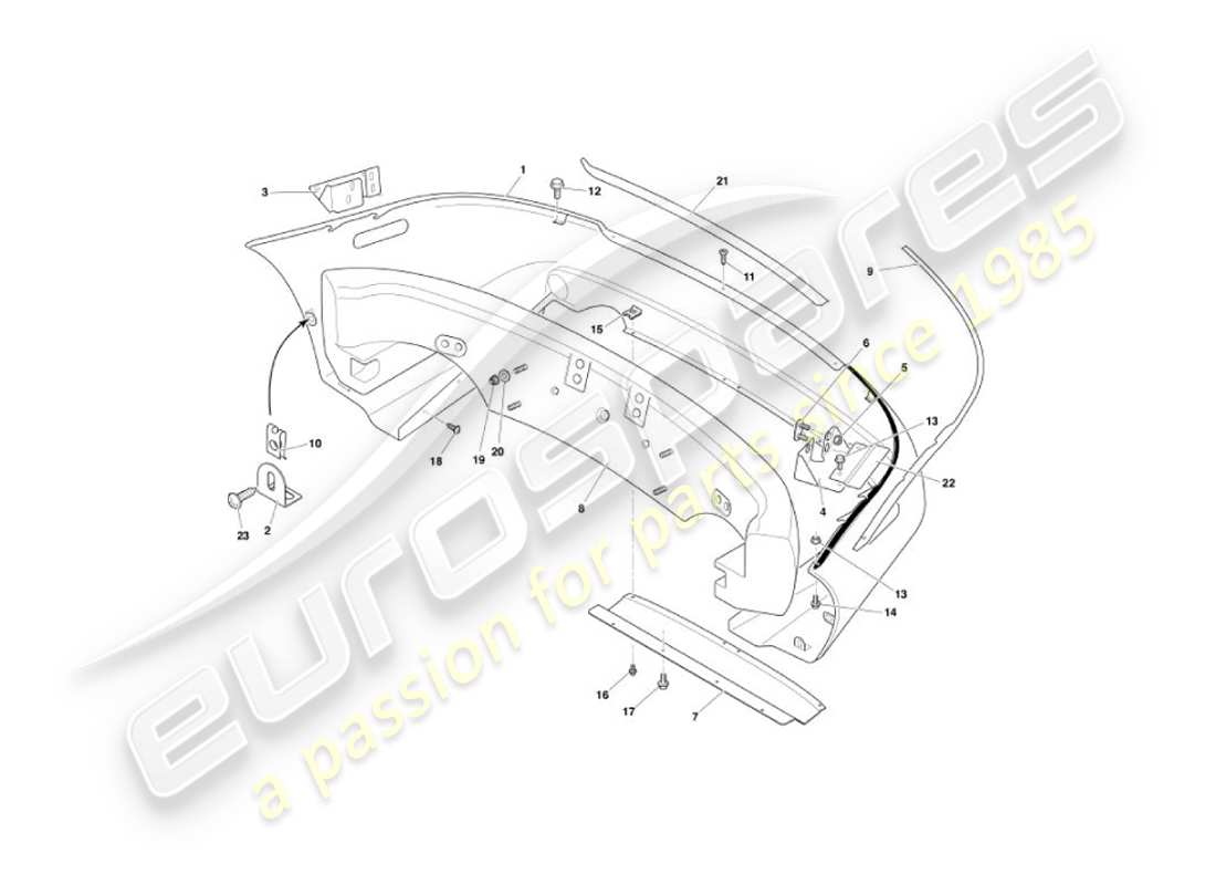 aston martin vanquish (2005) paraurti posteriore diagramma delle parti