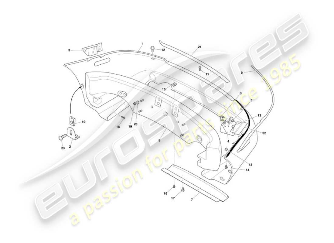 aston martin vanquish (2003) paraurti posteriore diagramma delle parti