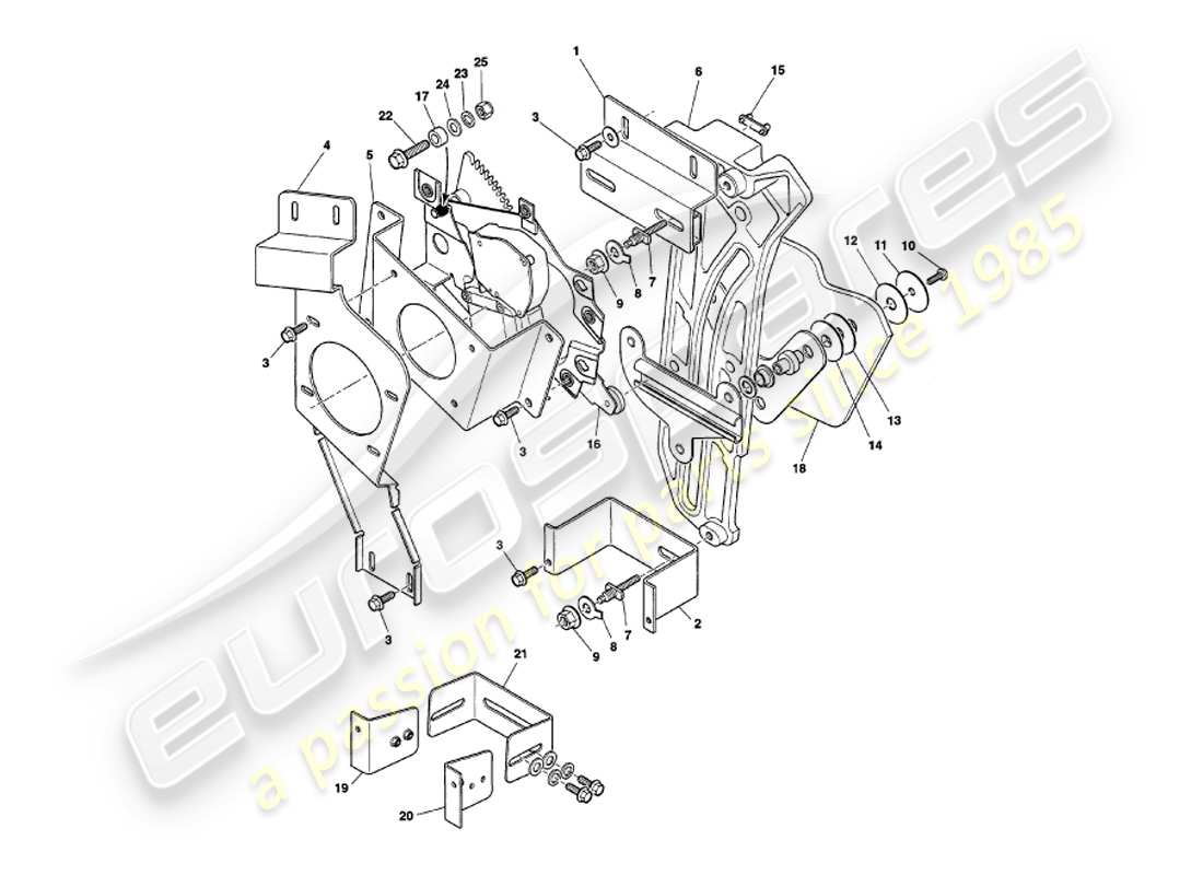 aston martin v8 volante (1999) abbassamento del quaterlight posteriore diagramma delle parti