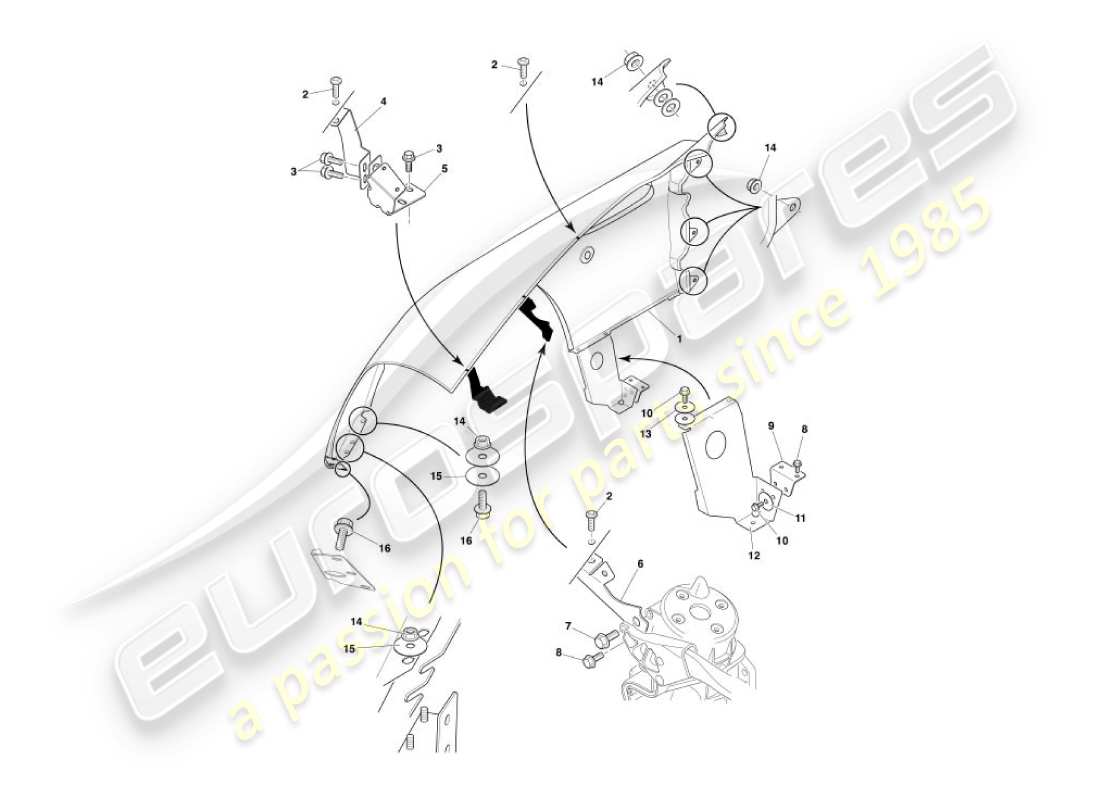 aston martin vanquish (2005) ali anteriori diagramma delle parti
