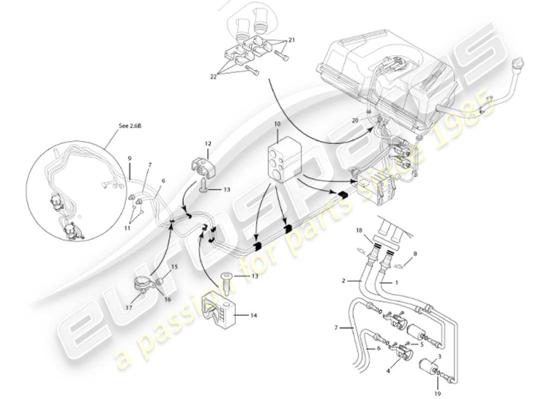 aston martin vanquish (2001) diagramma delle parti dei tubi del carburante
