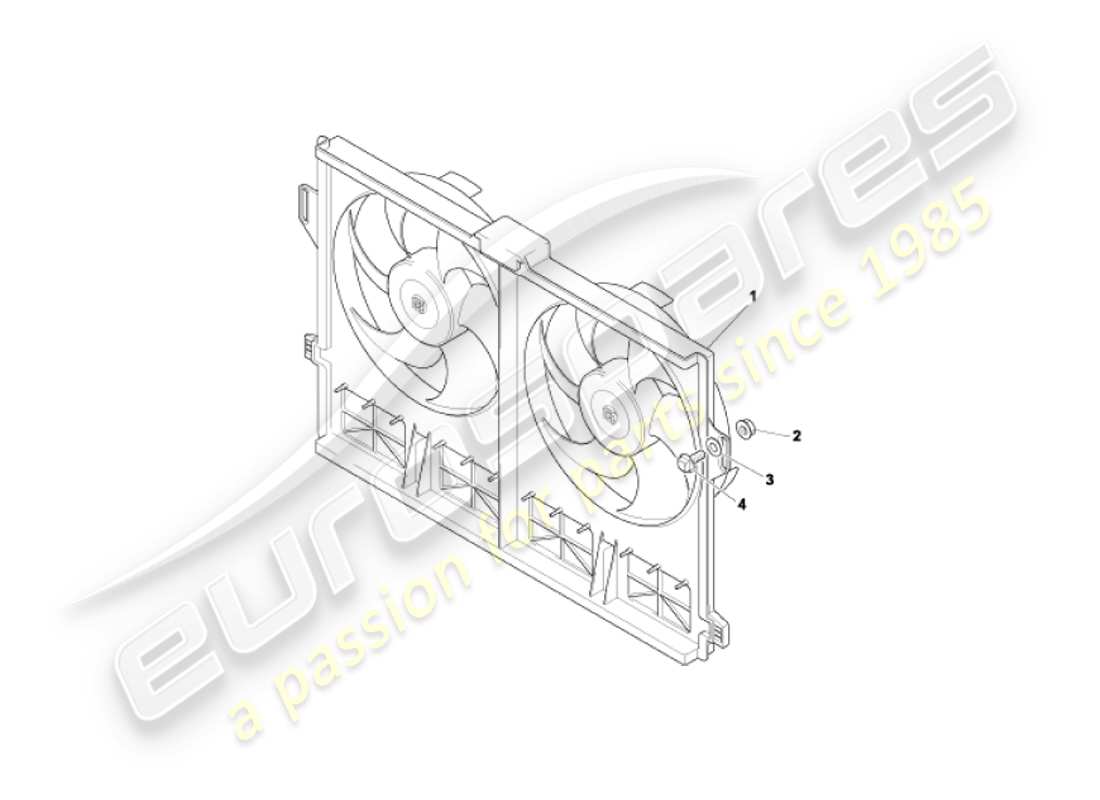 aston martin vanquish (2006) cofano della ventola di raffreddamento diagramma delle parti