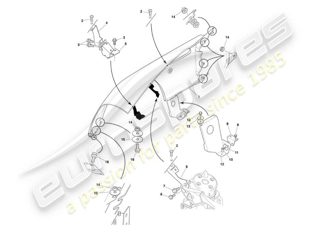 aston martin vanquish (2002) ali anteriori diagramma delle parti