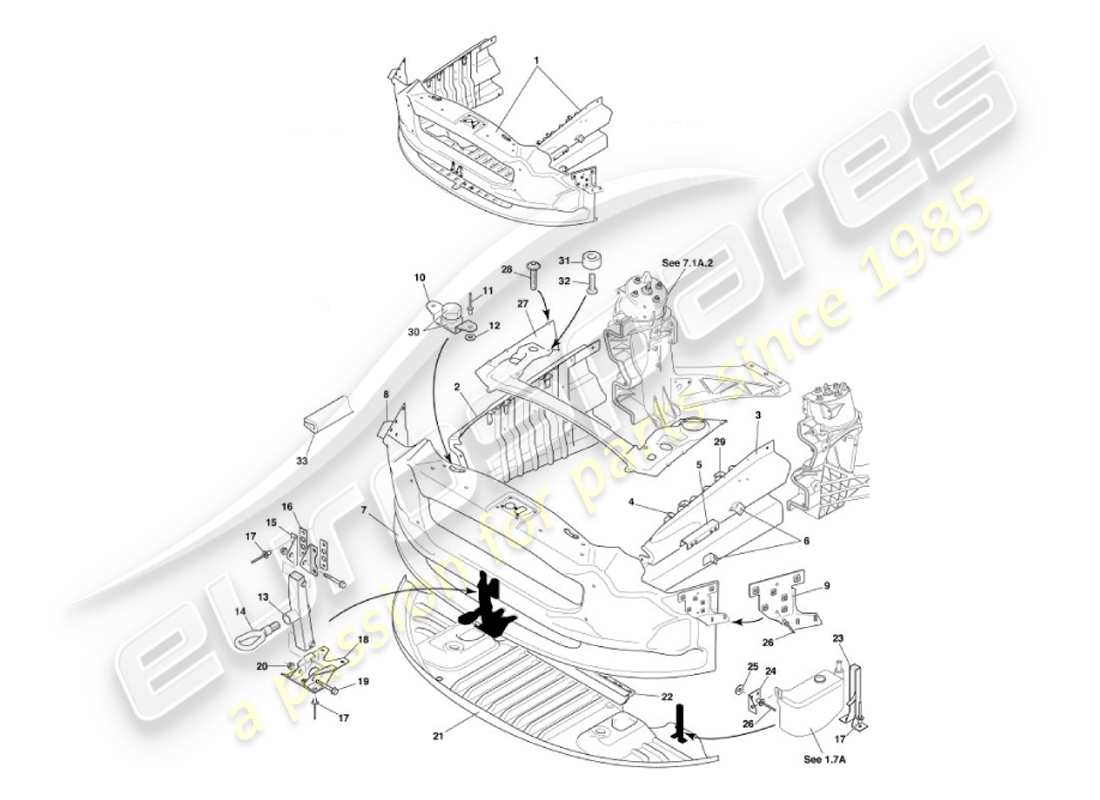 aston martin vanquish (2002) struttura ad impatto frontale diagramma delle parti
