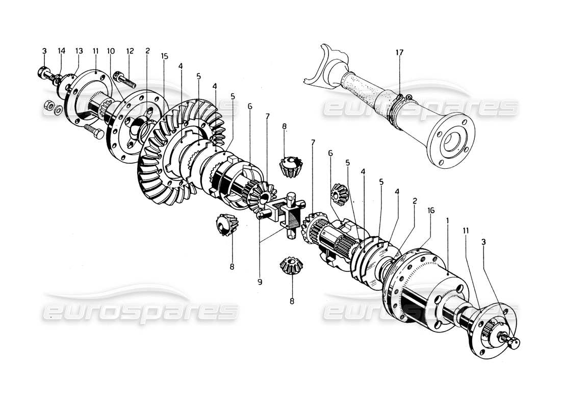 ferrari 275 gtb/gts 2 cam differenziale e albero di trasmissione - schema delle parti dei modelli con guida a sinistra