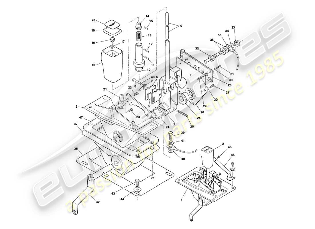 aston martin v8 volante (2000) selettore marcia diagramma delle parti
